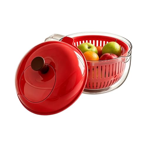 Centrifugador de Frutas - con Recipiente de Limpieza Colador y Asa | Centrifugadora de Ensaladas para Frutas y Verduras | para Bayas Lechuga Hogar Apartamento Granja Restaurante