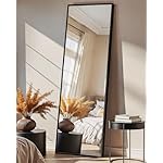 Full Length Mirror, 56" x 15" Standing Large Floor Mirror with Aluminum Frame for Bedroom, Living Room, Bathroom（Black