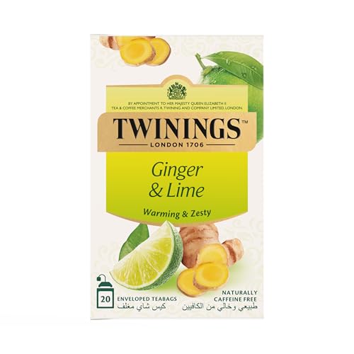Twinings Infuso Ginger & Lime Tea Luxury Tea Blend Made with All Natural Ingredients Naturally Caffeine Free 20 Tea Bags