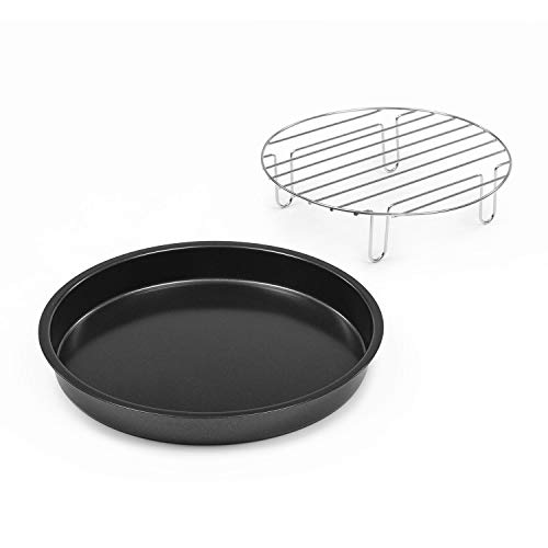 Klarstein AeroVital Cube Chef Hot Air Fryer Pizza Plate with High Grill Insert: Accessories for Klarstein AeroVital Cube Chef, for Pizza, Omelets, Vegetable Stir Fries & Fried Eggs, Stainless Steel