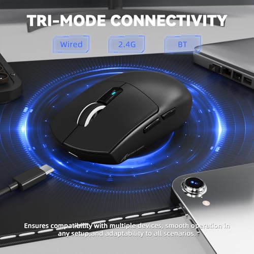 Image of MAMBASNAKE ATTACK SHARK G3PRO Wireless Gaming Mouse,Tri-Mode,Bluetooth /2.4G /USB,59g Ultra Lightweight,25K DPI,100M Clicks Switches,RGB Magnetic Charging Dock,PAW3311 Sensor,BK52820 Chip-Black