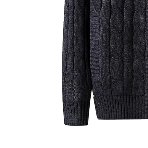 DGHM-JLMY Men's Stand Collar Zip Up Knit Cardigans Padded Slim Fit Thick Warm Sweaters Fleece Lined Cardigan Sweater4