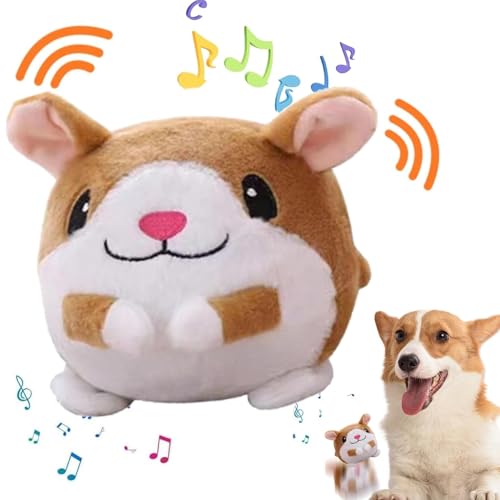 Active Moving Pet Plush Toy, Interactive Dog Toys Pet Bouncing Balls, USB Rechargeable Interactive Washable Cartoon Pig Plush Sound Electronic Dog Toy, Small Cute Squeaky Pig Dog Toy (Hamster)
