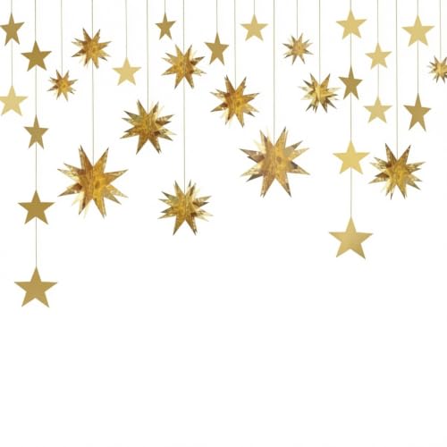 Vatoyum Gold 3D Star Garland Decorations, 4 Pack...