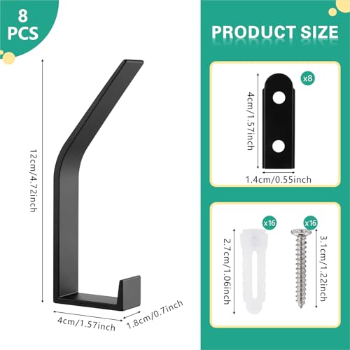 Kssvzz 8 Pack Coat Hooks Wall Mounted, Modern Wall Hooks for Hanging Clothes Coat, Scarf, Bag, Towel, Key, Cap, Cup - Image 2