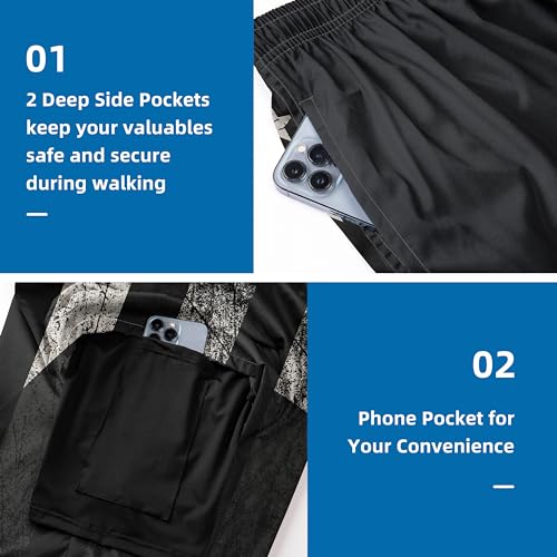 FT FENTENG Mens Swim Trunks with Compression Liner 9" Board Shorts 2 in 1 Quick Dry Beach Swimwear Bathing Suits for Men3