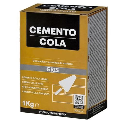 YIJIA | Cemento Cola Gris en polvo, Preparado de cemento, Indicado para para colocación y encolado de azulejos, Alta Adherencia, Uso interior y exterior, Formato 1 Kg, Color Gris