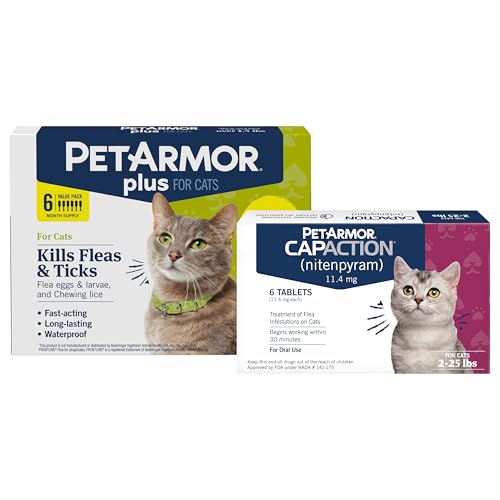 Image of PetArmor Plus Cat, 6ct + PetArmor CapAction Cat, 6ct Treat and Prevent Bundle - Fast Acting and Long Lasting Flea and Tick Care