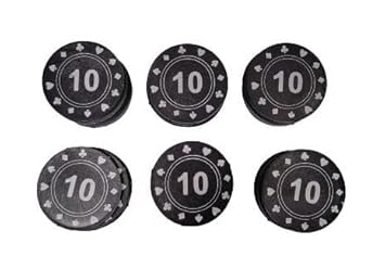 Morel Plastic Counting Counter Poker Coin Chips Black 10 Number Printed Useful for Restaurant Casino Party Board Games Rummy|Pack of 50|