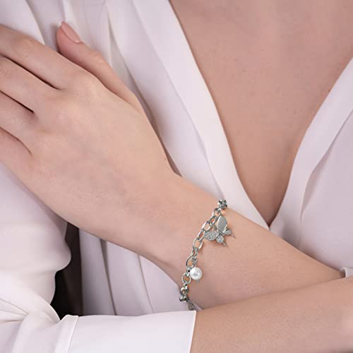 Secroma Butterfly Initial Bracelets For Women Girls, 16K Gold Plated Thick Chain Pearl Inlaid Zircon Pendant Cutejewelry Charm Bracelet #TOP2