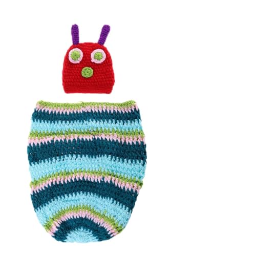 NUOBESTY Wool Knitted Caterpillar Style Infant Photoshoot Outfits Boy Baby Picture Outfits Newborn Infant Beanie Newborn Baby Photo Props Photo Shoot Props Hats Hats