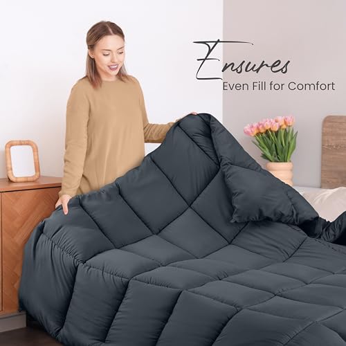 Utopia Bedding Comforters Twin Size, All Season Duvet Insert, Down Alternative Box Stitched Bed Comforter with Corner Tabs, Machine Washable (Grey)