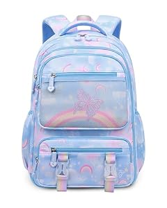 IvyH Schulrucksack Mädchen – Ergonomischer Schulranzen mit Brustgurt für die Grundschule – Wasserabweisender Rucksack für A4-Ordner – Ideal für die 1. bis 5. Klasse zum Schulstart