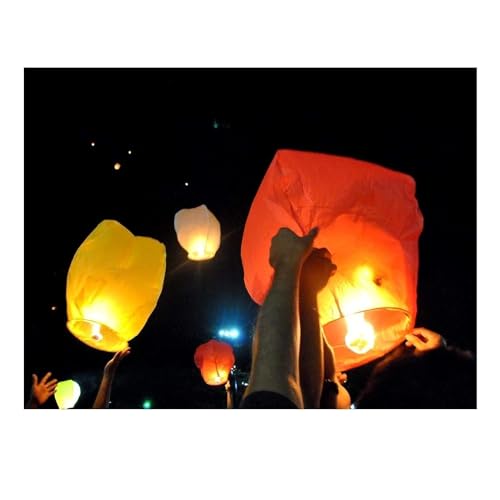 Image of PRINT BHARAT Paper Flying Sky Lantern Hot Air Balloon with Fuel Wax Candle Balloon /Birthday /All Festival Multicolor,Paper (Pack of 15)