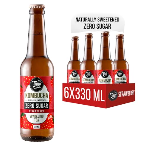 Image of Toyo Kombucha Zero Sugar Sparkling Fermented Probiotic Tea | Strawberry| Gut Friendly| Immunity Booster| Rich in Probiotics and Antioxidants | 330ML Pack Of 6