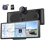 Krunia 9,26" Drahtloses Tragbarer Car Play Display mit 4K-Front- & HD-Rückfahr-Dual-Dashcam für Apple CarPlay & Android Auto mit OTA-Updates, Mirror Link, Bluetooth 5.0, Sprachsteuerung, GPS, FM
