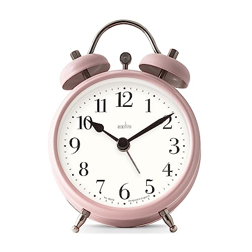 Image of Acctim Shefford Analogue Faux Double Bell Small Alarm Clock (Dusty Rose)
