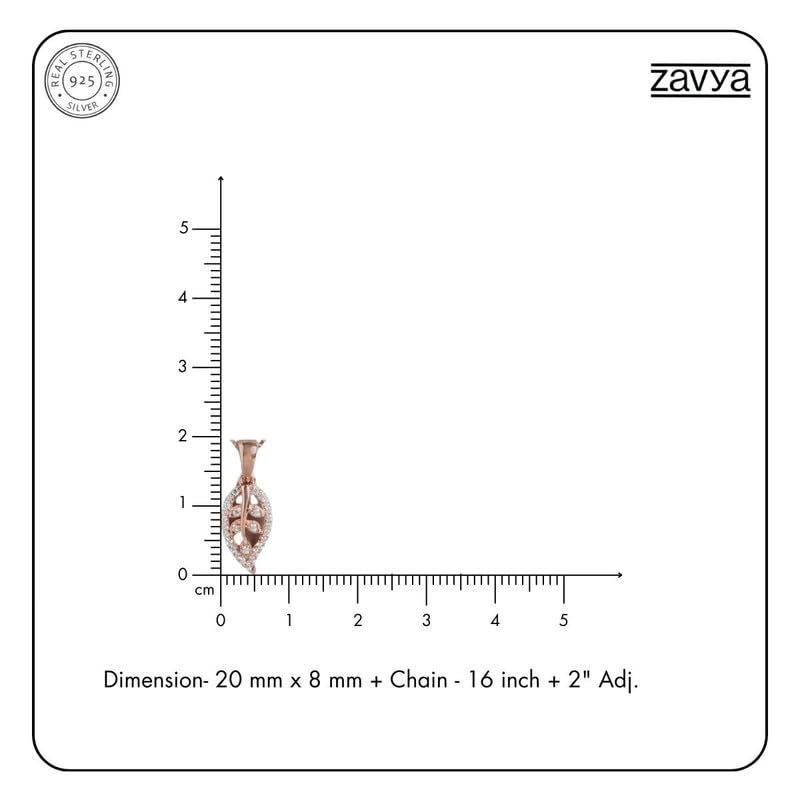 Image of ZAVYA 925 Sterling Silver Leaf Cubic Zirconia Anti Tarnish Rose Gold Plating Pendant Necklace | Gift for Women and Girls | With Certificate of Authenticity and 925 Hallmark