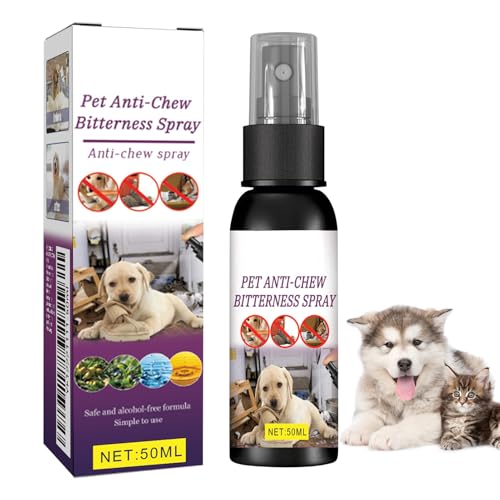 Spray sin masticar, deja de masticar y , spray de entrenamiento de perros amargos para perros, 50 ml para zapatos, muebles, plantas, control de comportamiento de mascotas en interiores y
