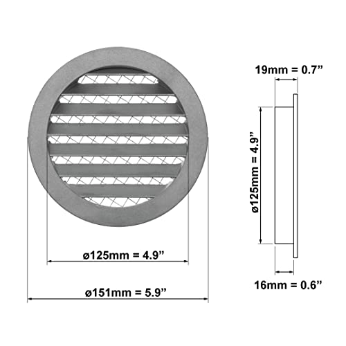 Griglia di ventilazione rotonda in alluminio, Ø