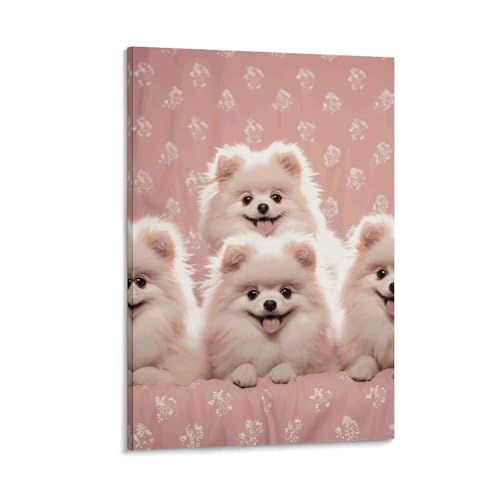 Tableau chiots de Poméranie HEBVNJF pour célébrer l'amour des animaux