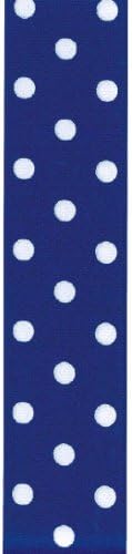 Offray, Royal Blue Grosgrain Polka Dot Craft Ribbon, 1 1/2-Inch x 9-Feet