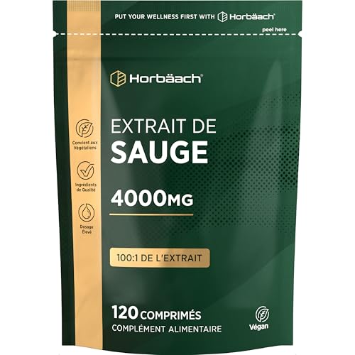Sauge Menopause 4000mg | 120 Gélules Vegan | Extrait de Sauge | Complément Alimentaire |...