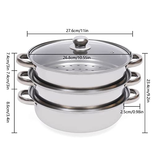 Vaporera de acero inoxidable con base para inducción de tres capas 7