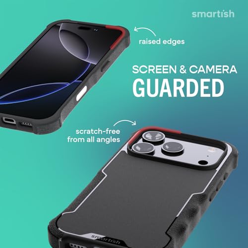 Image of Smartish iPhone 17 Pro MagSafe Case + Screen Protector - Magnetic Protective Case - Heavy Duty Armor Cover + 2-Pack Tempered Glass Screen Protectors for Apple iPhone 17 Pro - Black Tie Affair