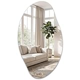 SONGMICS Asymmetrischer Spiegel, unregelmäßiger Wandspiegel, blütenblattförmiger Spiegel, 85 x 50 cm, dekorativ, Rahmenlos, für Eingangsbereich, Schlafzimmer, Badezimmer LWM021BD01