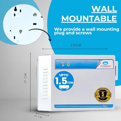 Image of Everest 4KVA-N Voltage Stabilizer for Up to 1.5 Ton AC | Compatible with Inverter, Split & Window AC | Working Range 170V-270V | Intelligent Time Delay System | LED Indicator | White