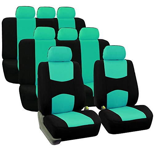 TLH Flat Cloth Mint Car Seat Covers 3 Row, 8 Seaters, Universal Fit Automotive Seat Covers Accessories for Cars, Trucks, SUV, Water Resistant Car Seat Cover Interior Accessories Car Seat Protectors
