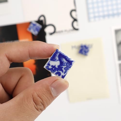 12 imanes decorativos de porcelana azul y blanca para refrigerador miniatura 5