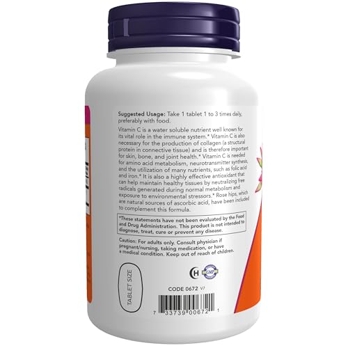 NOW Supplements, Vitamin C-500 with Rose Hips, Antioxidant Protection*, 250 Tablets