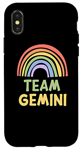 Carcasa para iPhone X/XS Happy Colorful Team Gemini Rainbow Pride Astrological Sign