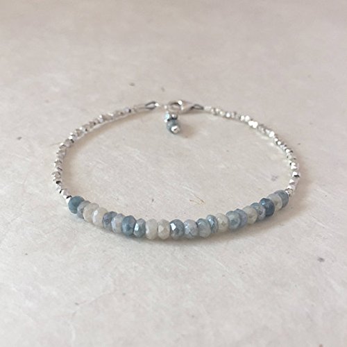 Mystic Sapphire, Silverite Karen Hill Tribe Thai Silver Beaded Stacking Bracelet, Sundance Style, Dainty Bracelet, Layering Bracelet 3-5mm