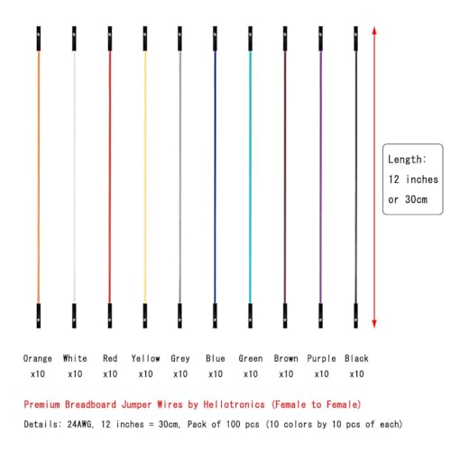 GTIWUNG 100 Piezas 1 Pine Jumper Wire Cable de Puente 30cm Hembra a Hembra de Cable para Arduino, 1P Puente para Placas Prototipo para Breadboard Raspberry Pi - imagen 2