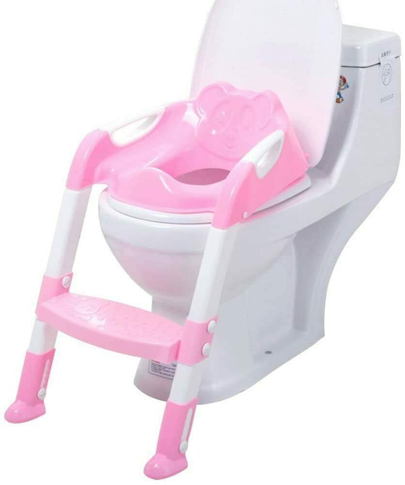 B4E Toddler Kids Adjustable Potty Training Toilet Ladder and Seat | Toilet Training Seat for Children | Easy to Install with Adjustable Footrest | Potty Training Toilet Seat with Ladder for Babies