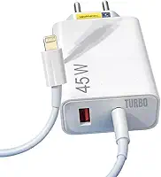 Carregador Turbo Compatível com iPhone 6, 7, 8, X, XR, 11, 12, 13, 14, Carregamento Rápido, Premium, Branco