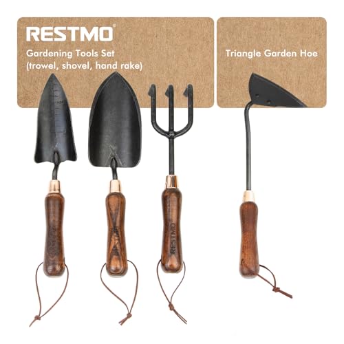 Kit de herramientas de jardín RESTMO 3 en 1 con mango de madera miniatura 1