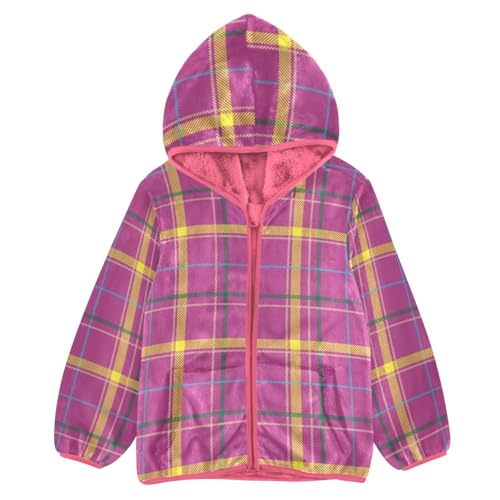 GuoChe Buffalo Plaid Scotland Purple Boys Fleece Jacket