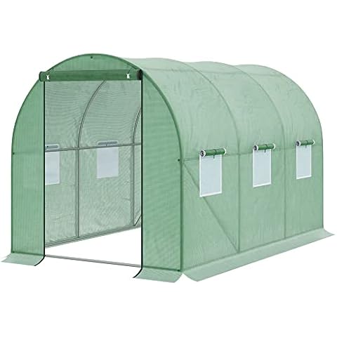 Outsunny Invernadero de Túnel 3x2x2 m con Puerta Enrollable y Ventanas Cover
