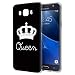 Produktbild Samsung Galaxy J5 2016 Hülle, YOEDGE Ultra Dünn Schutzhülle Silikon Schwarz mit Muster Krone Motiv Design Weich TPU Handyhülle Bumper Case Backcover für Samsung Galaxy J5 2016 (Queen, Schwarz-Weiß)