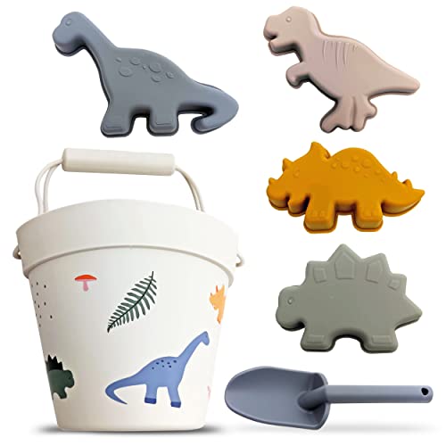 Petite-Bee-Silicone-Summer-Beach-Toys-Dinosaur-6-Piece-Set-for-Kids