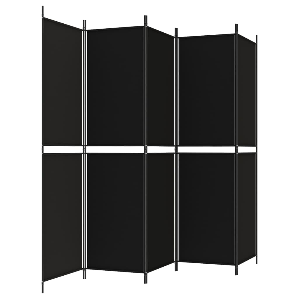 Klappbarer Paravent aus schwarzem Stoff, 250x200 cm, 5-teilig – Raumteiler für Schlafzimmer und Wohnzimmer, lichtdurchlässig, platzsparend zusammenfaltbar