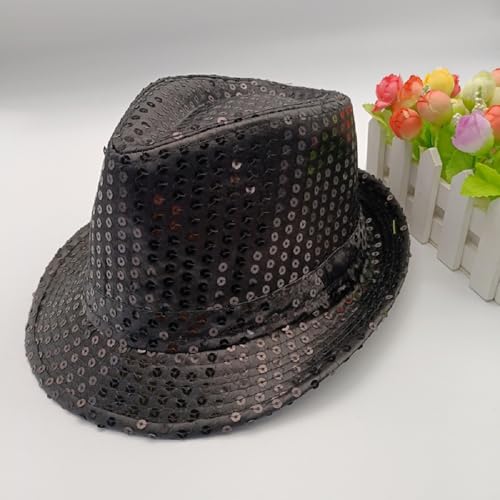Western Sequin Fedora Hat Bling Dance Hats Shining Sequin Hat for Kids2