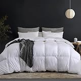 SNOWMAN Lightweight 93% Goose Down Comforter Queen Size,Medium Warmth Fluffy Duvet Insert,100% Egypt