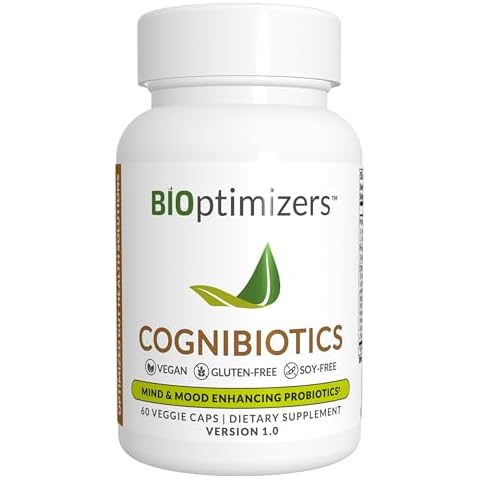 BiOptimizers Cognibiotics Probiotic Brain Supplement - Helps Support Mood, Better Focus, Memory, Mental Clarity - 60 Capsules Cover