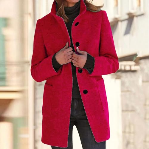 Winter Long Pea Coats for Women Wool Blend Stand Collar Single Breasted Blazer Jacket 2025 Casual Peacoat Overcoat2
