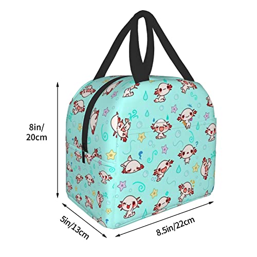 Axolotl Kawaii Cute Lunch Bag Animal Lunch Box Reusable Insulated Meal Bags Food Container For Girls Boys Kids Men Women School Work Travel Picnic #TOP3